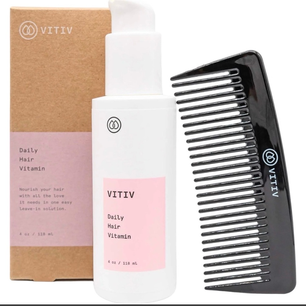 VITIV Daily Hair Vitamin Leave In Conditioner Full Size Duo Pack w/ Pump & Comb